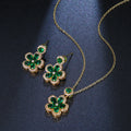 SLBRIDAL Alloy Colorful Crystal Cubic Zircon Women Girls Fashion Pendant Gift Set Bridal Wedding Necklace Banquet Party Jewelry