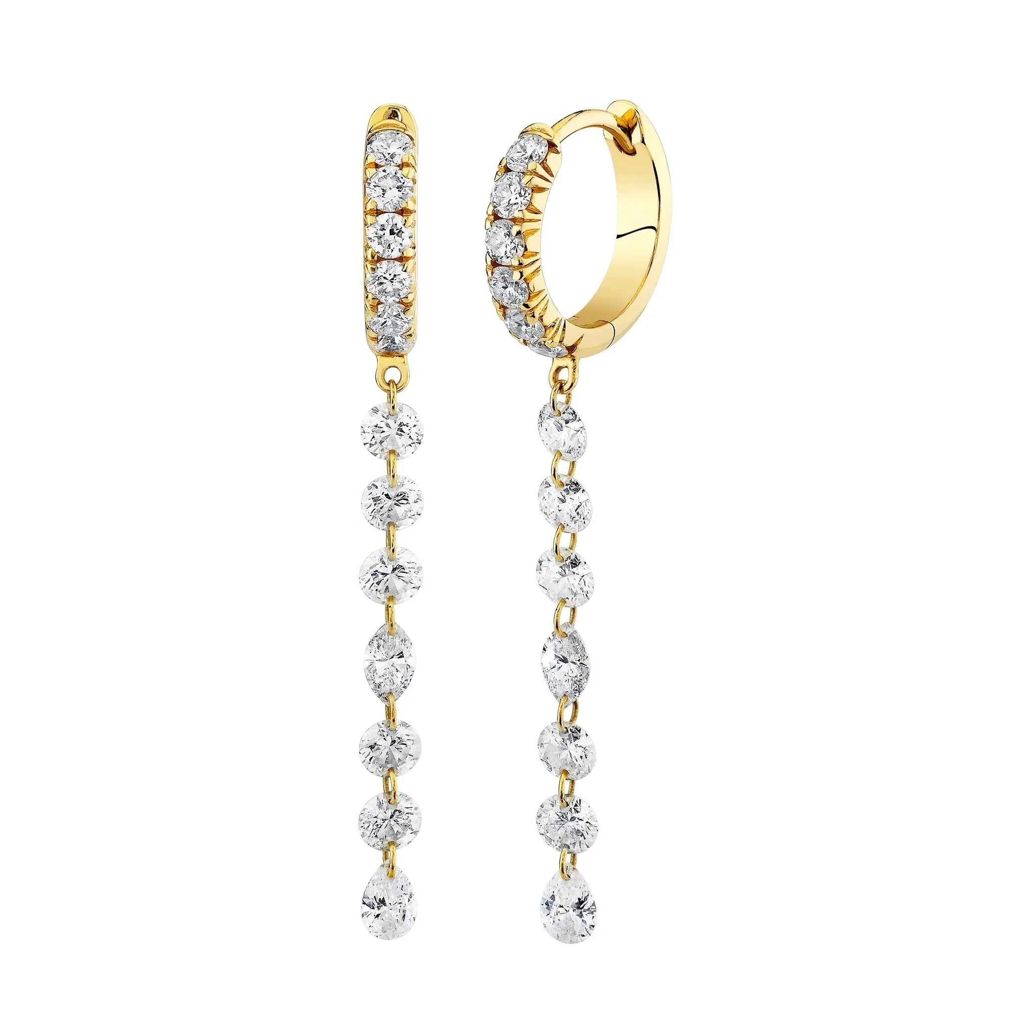 LOZRUNVE Silver Jewelry Trendy 14k 18k Gold Cubic Zirconia Chain Drop Huggie Earring Set