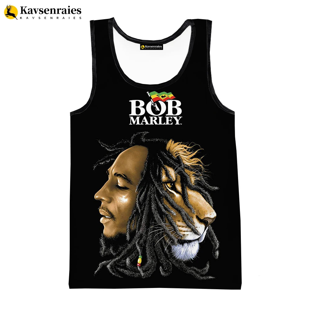 Rapper Bob Marley 3D Digital Printing Tank Top for Men Hot Custom All Over Print Graphics Sleeveless Tops Printed 3D T Shirts