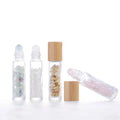 Luxury 14 Colors Gemstone Jade Roller Ball Bottle 10ml Empty Refillable Glass Roll on Perfume Bottle with Bamboo Lid