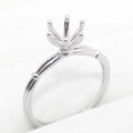 Sterling Silver 6.5mm/1CT Semi Mount Ring Frame Blank Claws Setting Holder Without Center Stone for Moissanite Diamond DIY Inlay