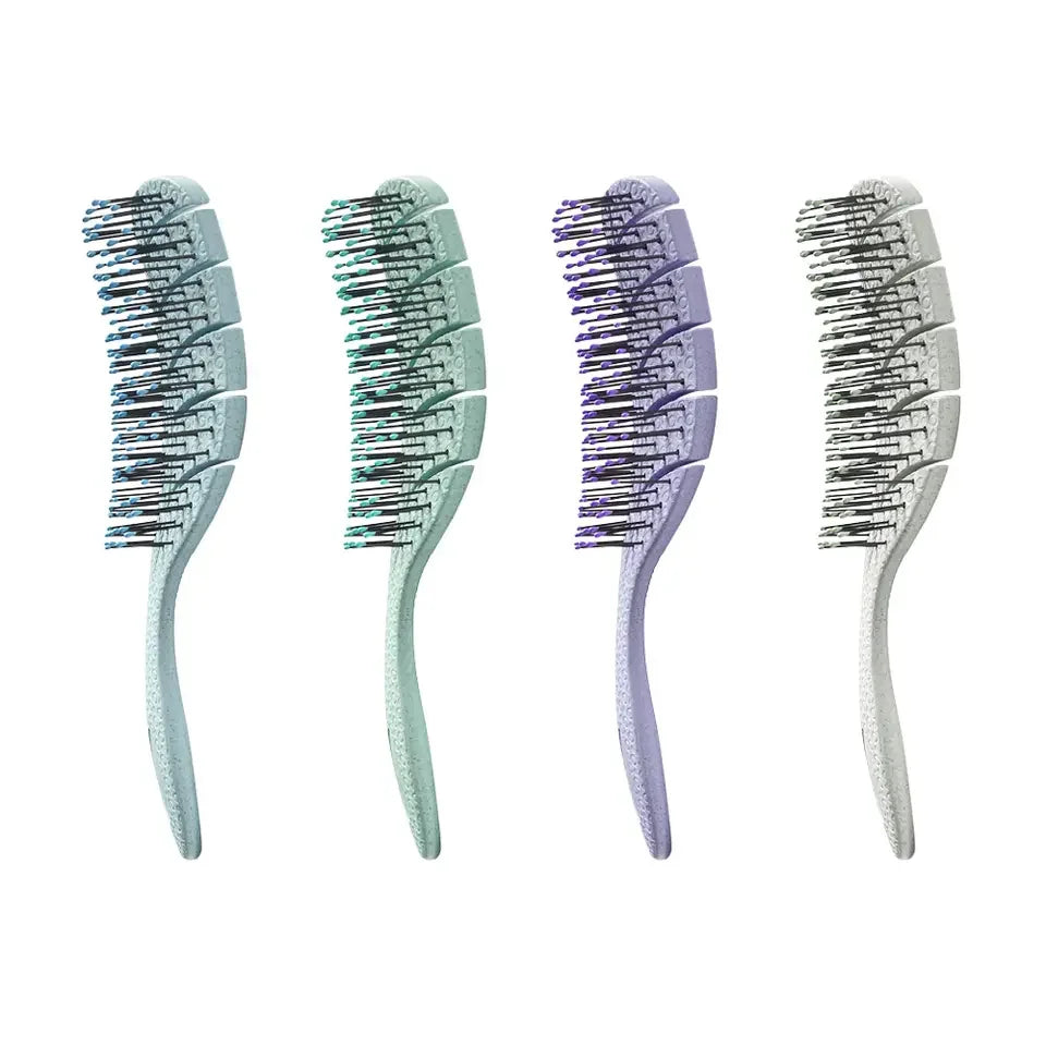 BL Hot Wheat Straw Hollow Leaf Shape Hairdressing Massage Comb Wet Dry Hair Tangle Brush Detangler Hair Brush