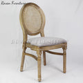 Popular Style Wood Round Rattan Back Chair with Soft Cushions for Events Modern Wedding