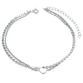 Shiny Blank Heart Charm for Engraving Cut Blink Double Layer Silver Jewelry 925 Sterling Women Bracelet Sets