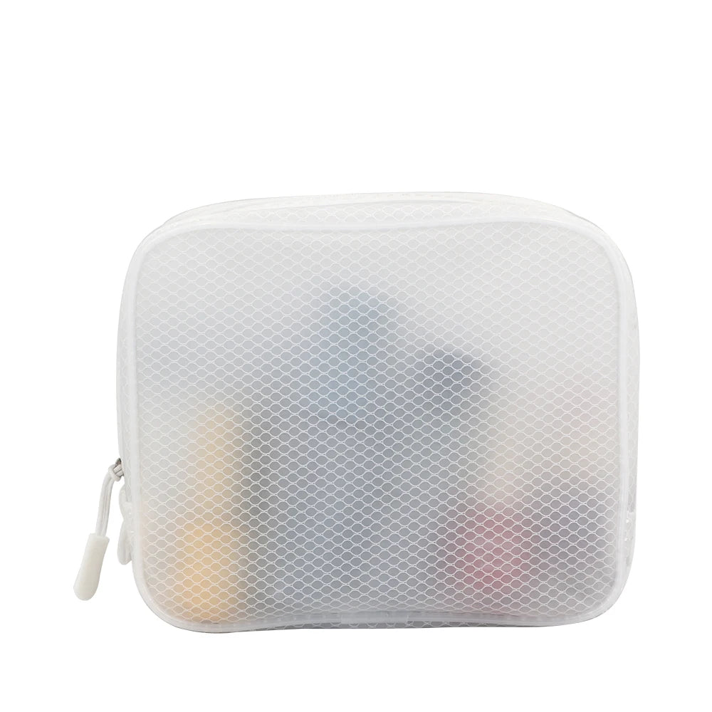 Simple Portable Travel Semi-transparent EVA Frosted Cosmetic Bottle Storage Bag case Transparent Waterproof Makeup Bag Set