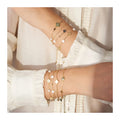 Rinntin GMB Bohemian S925 Silver Jewelry 14K Gold Plated Chain Bracelet Four Leaf Clover Shell Pearl Bracelets for Women