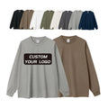 High Quality Custom Logo  Cotton Tee Printed Heavy Weight 225 GSM White Long Sleeve T Shirts for Men
