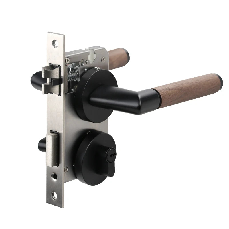 Modern Minimalist Design Door Handle With Wooden Materials for Interior Doors Zinc Aluminum Door Handles