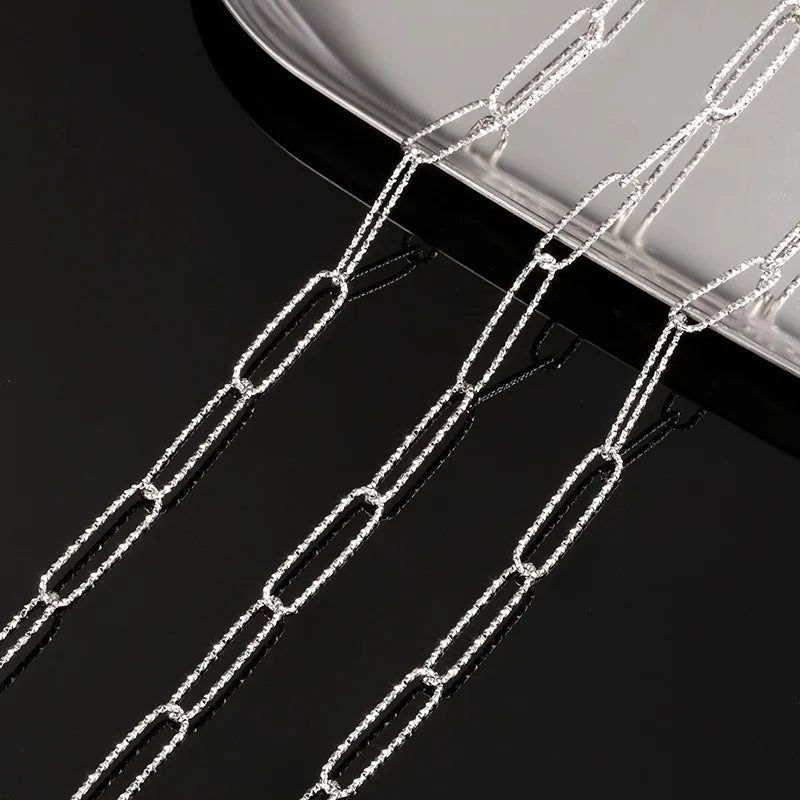 Sparkle Stainless Steel Chain Long Elliptic Shapel Glitter Design for DIY Shiny Jewelry Making Components & Findings