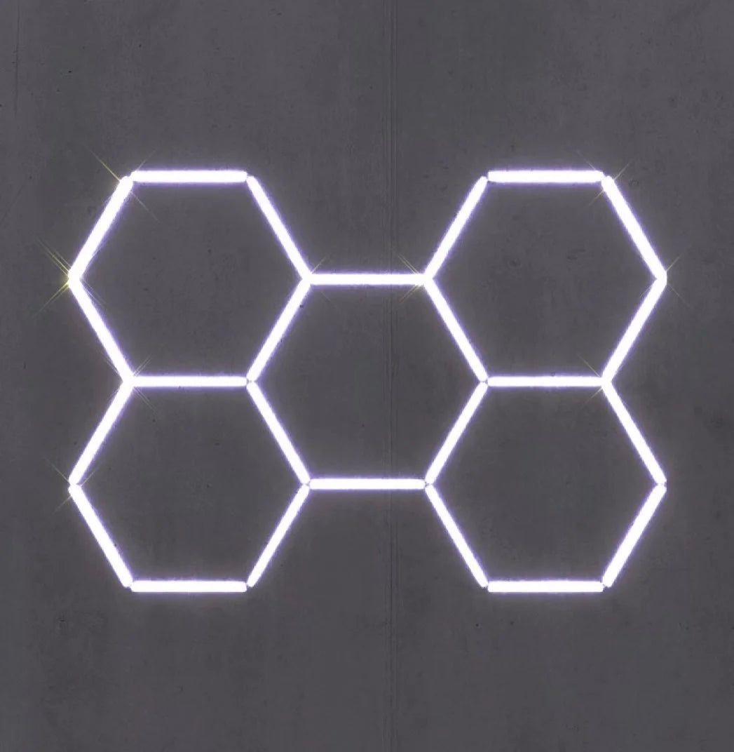Customization Hexagon Led Garage Lights for Workshop Gym Detailing Shop 5 Hex Grid System