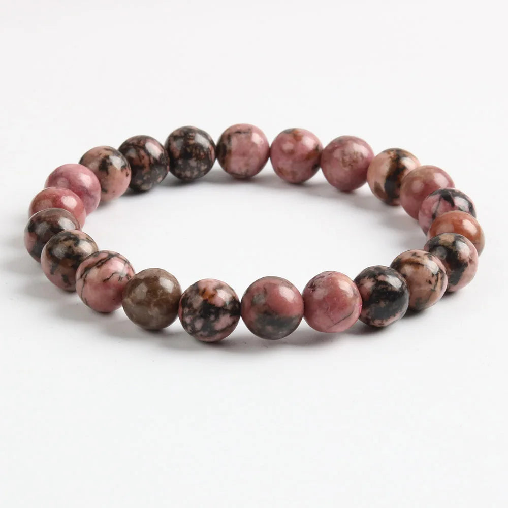 Handmade Elegant Dainty Nature Pink Rhodonite Trendy Gift Bracelet for Women Fashion Beaded Jewelry