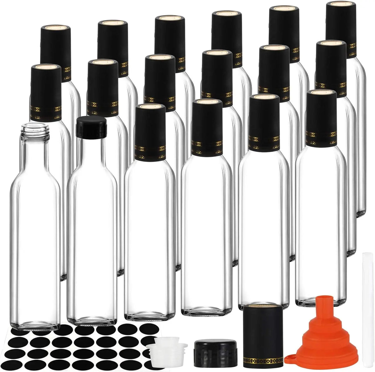 150ml 250ml Hot Sauce Bottles 5oz 8oz Glass Square Bottles With Caps Shrink Capsules for Oil Vinegar Syrup Salad Dressing