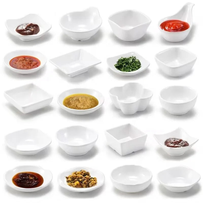 Unbreakable Eco-Friendly Food Grade Melamine Sushi Sauce Dipping Dish Seasoning Saucer for Hotpot Divided Soy Sauce Dish