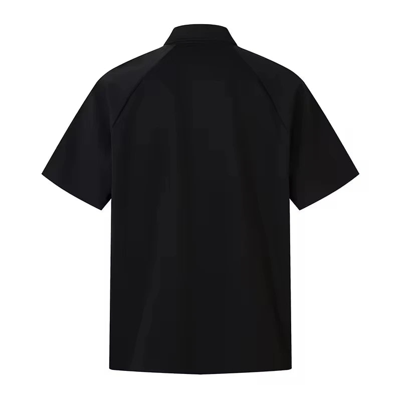 Men's Casual Style for Polo Shirt with Button Contrast Lapel Zipper Trendy T-Shirt Uniform Polo Shirt Design