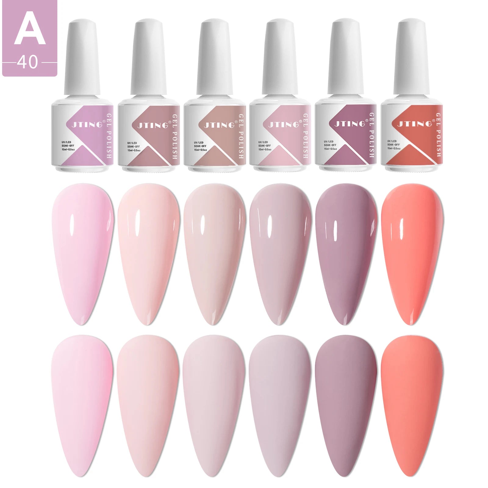 JTING Private Label Nail Tech Supplies Wholesale VEGAN Uv Led Gel Polish 6colors Set Collection Esmalte En Gel Semipermanentes