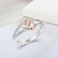 New Arrival Customized 925 Sterling Silver Women's Ring Double Heart Shaped Diamond Rose Gold Rhodium Finish Classic Zircon