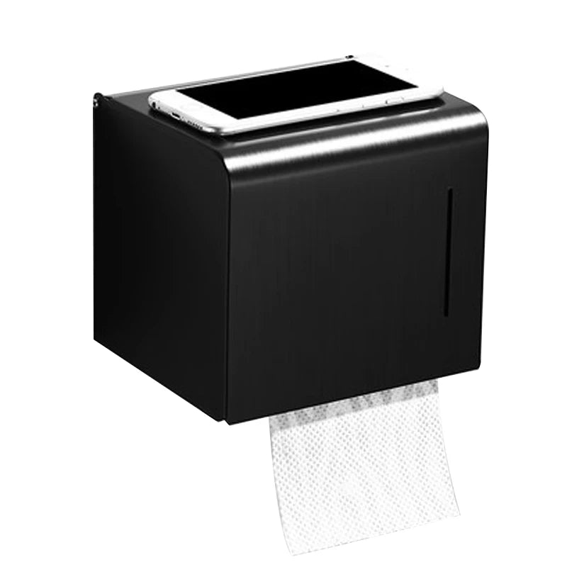 Stainless Steel Wall-Mounted Toilet Tissue Paper Roll Dispenser with Phone Shelf Comfortable Bathroom Accessory for Hotels