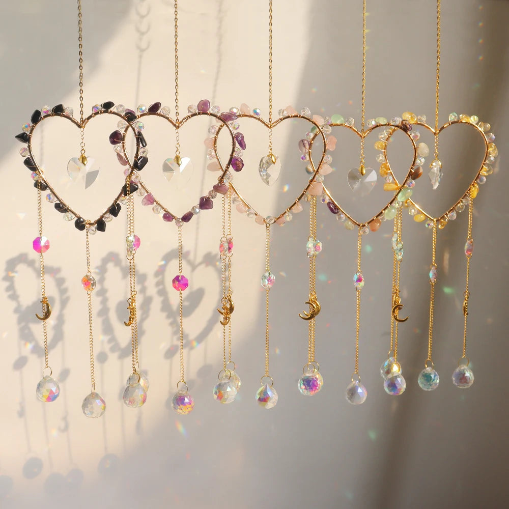 Wholesale Crystal Suncatchers Heart Sun Catchers Handmade Hanging Big Wind Chime Sun Catcher
