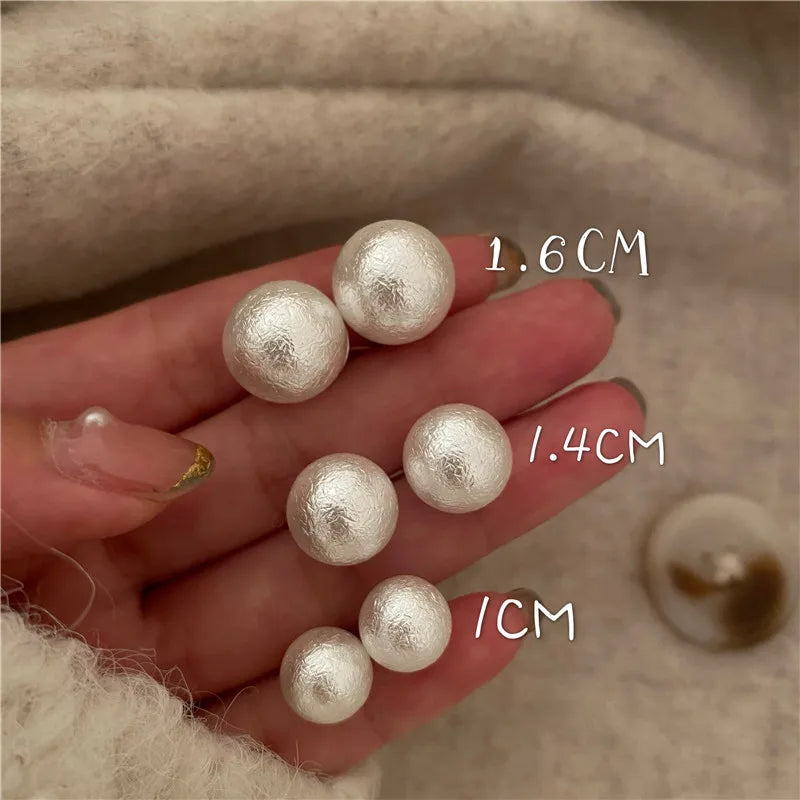 Japanese Cotton Pearl Earrings 925 Silver Needle Earrings 1.6 1.4 1.0 CM White Pearl Stud Earring for Women