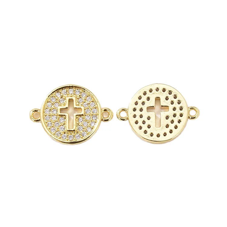 CZ8178 Popular Bracelet Accessories CZ Micro Pave Crucifix Connectors Rhinestone Cross Charms for Bracelet Making