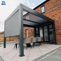 Windproof Outdoor Pergola Patio Canopy Waterproof Motorized Aluminium Louver Gazebo With Led Lights