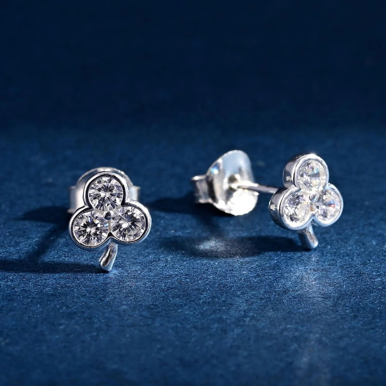 Wholesale Earrings Jewelry Rhodium Plated Cubic Zirconia Trefoil Clover Stud Earring 925 Sterling Silver Fine Jewelry Earrings