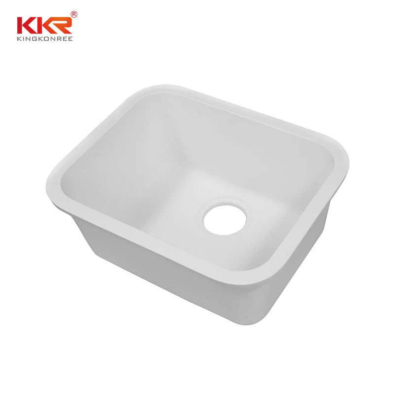 Modern Design CUPC White Acrylic Resin Solid Surface Kitchen Sink Big Size Oval Basin for Apartment Use