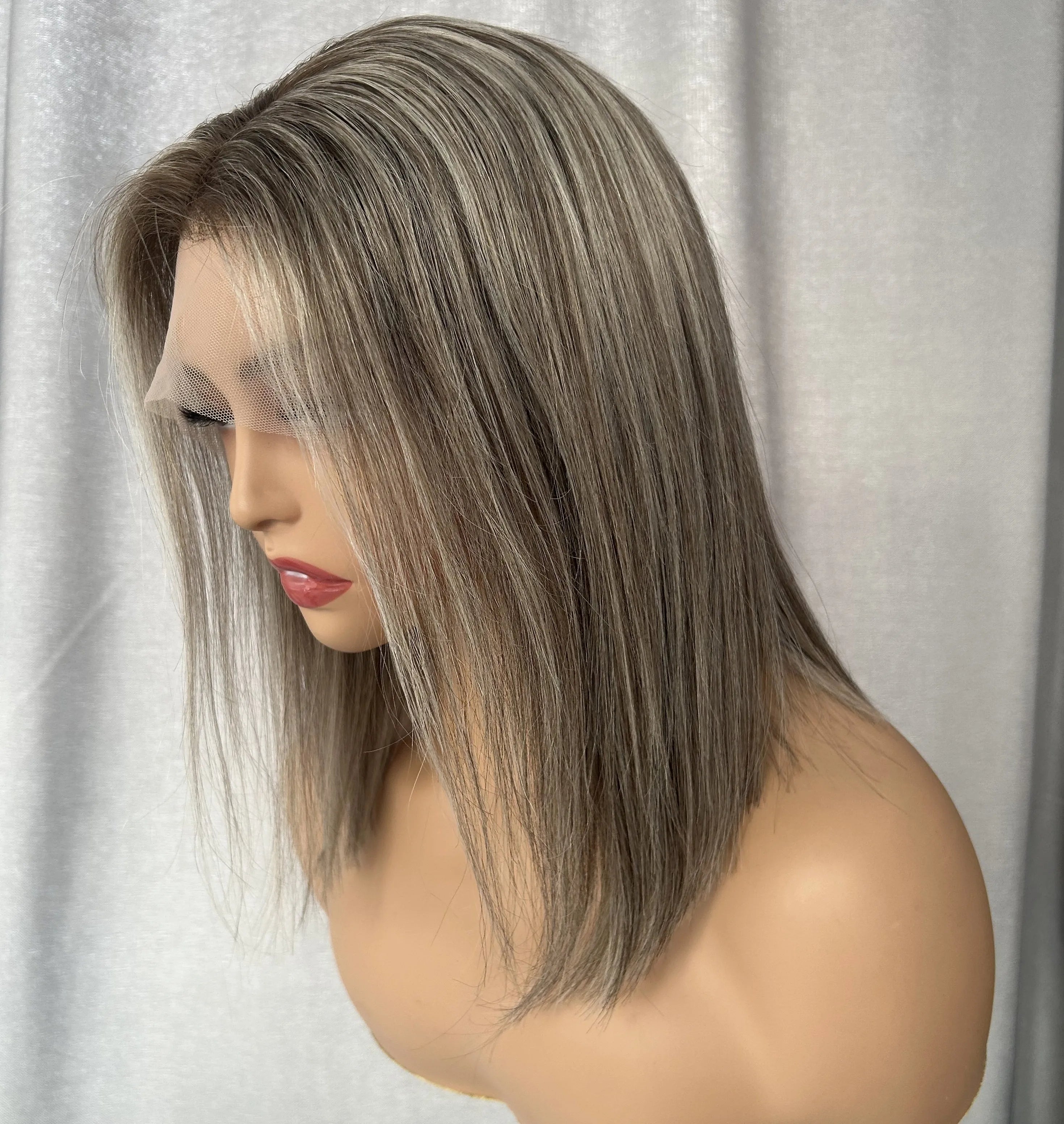 Ombre Color Lace Front Wigs Human Hair Wig Dark Hair Root Cuticle Aligned HD Swiss Lace Frontal Wig