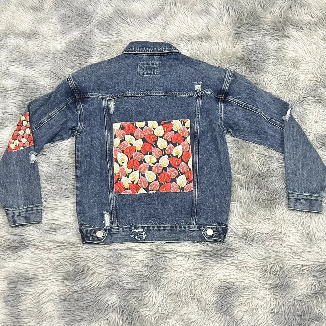 DENIMGUYS Custom Patches Streetwear Men Retro Distressed Ripped Denim Jackets