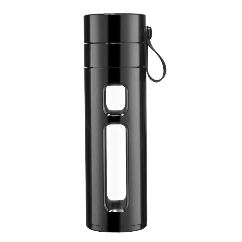 New Design Double Wall Tea Water Separation Glass Bottle With Stainless Steel Filter Tea Maker Portable Custom Logo
