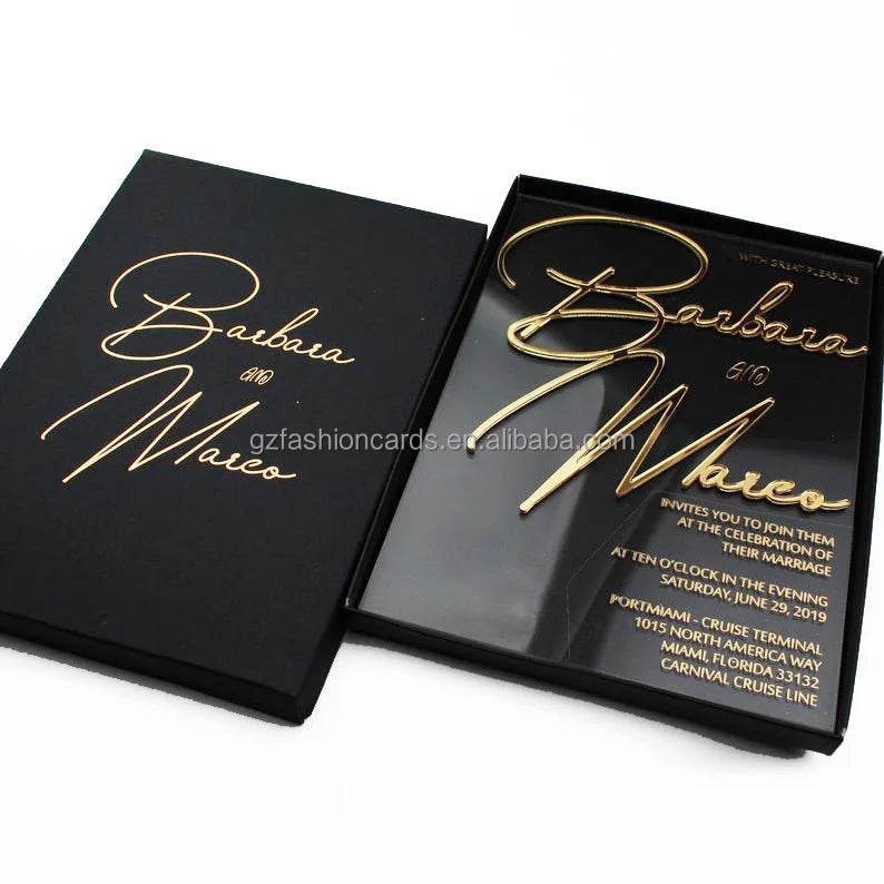 New Design Carte Dinvitation clear Acrylic Wedding Invitation with Box