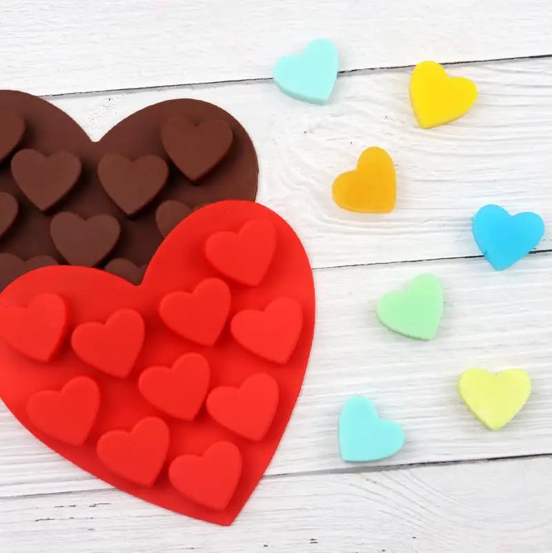 10 Hole Valentine's Day Chocolate Fondant Pudding Candy Cake Soap Candy Heart Shape Silicone Non Stick Chocolate Baking Molds
