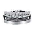 Luxury Handmade Jewelry 4Pcs/Set Zircon Crown Bracelet Stainless Steel Roman Numbers Engraved Bangle