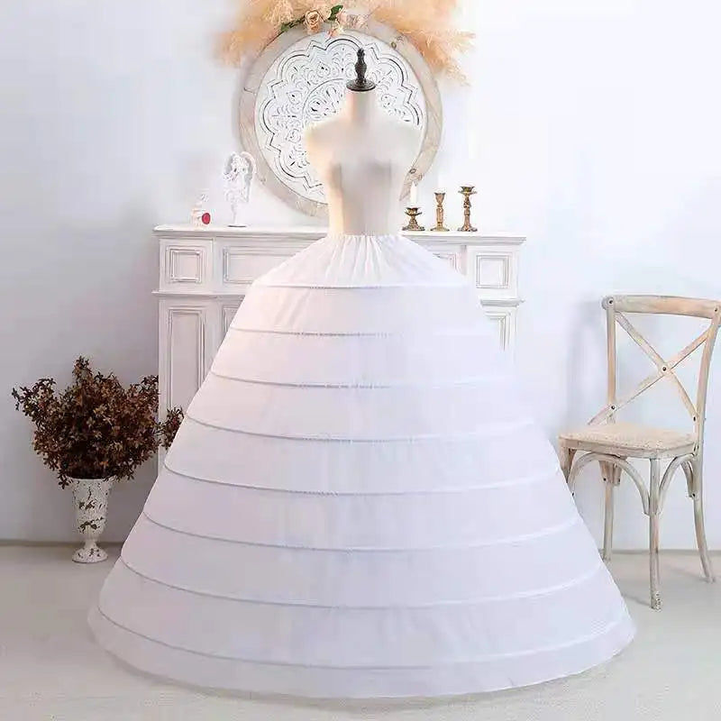 Ball Gown Underskirt Wedding Dress Petticoat Drawstring Strap 4-8 Hoop Performance Plus Size Long Puffy Petticoat Crinoline