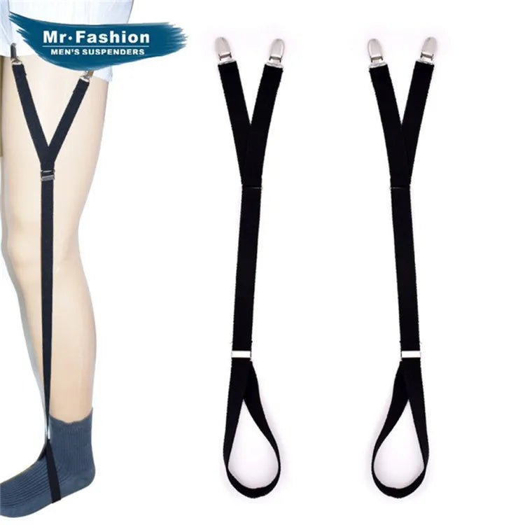 Garter Belt Metal Clips Stirrup Style Elastic Strap Uniform Suspender Shirt Stay Belt
