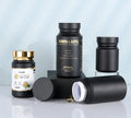 Custom Black Capsule Bottles: Empty Printed Text Loose Powder Containers for Pills/Tablets