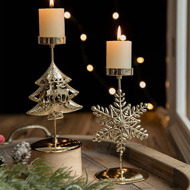 Christmas Candle Holder Iron Gold Ornament Christmas Decoration Arrangement