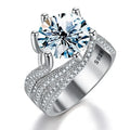 GRA  Luxury 5CT Sparkling Big Moissanite Diamond Ring for Women Gorgeous Three Rows Zircon Real 925 Silver Wedding Jewelry