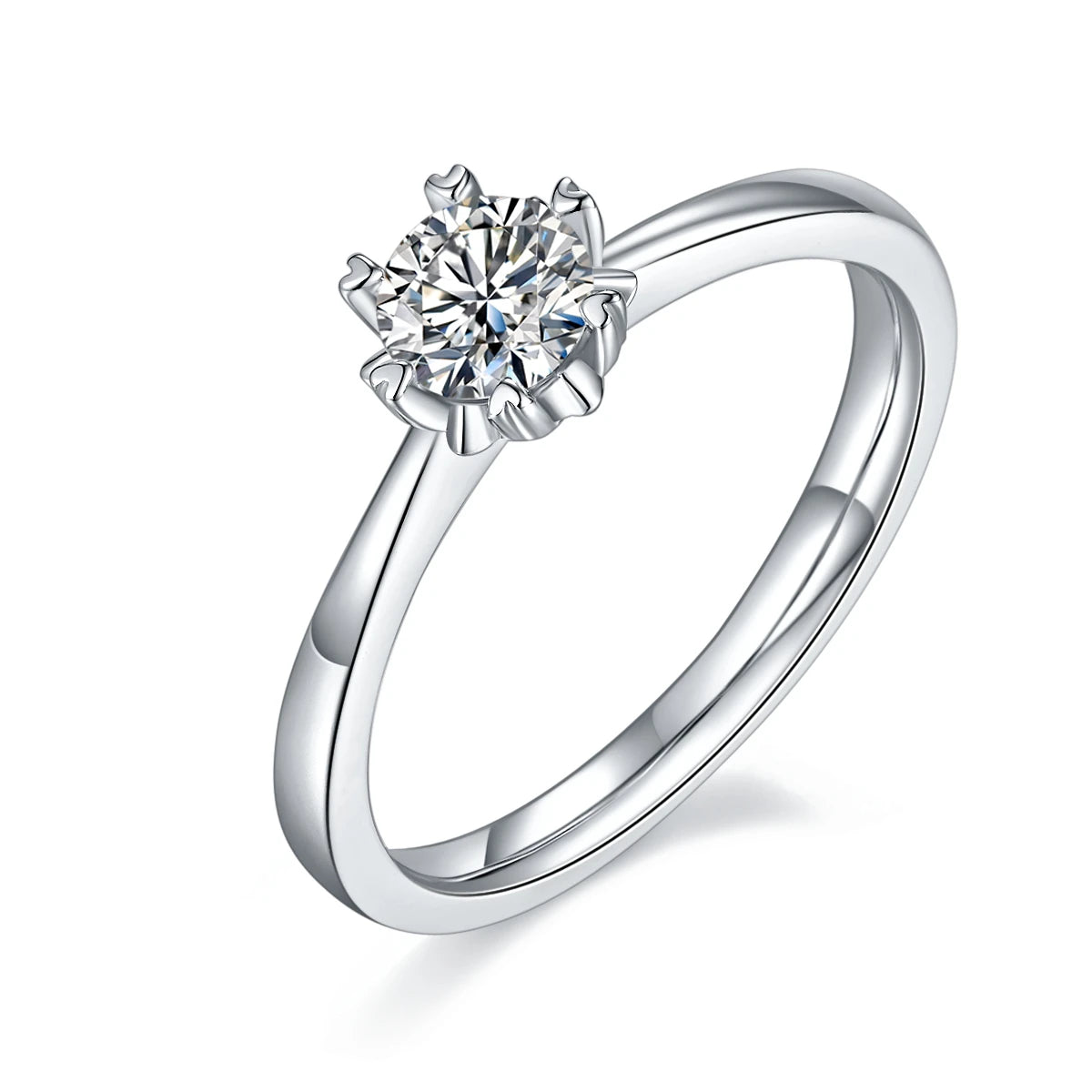 Wish Jewelry High Quality S925 Sterling Silver Engagement Moissanite Wedding Ring 18k White Gold Plated Moissanite Ring