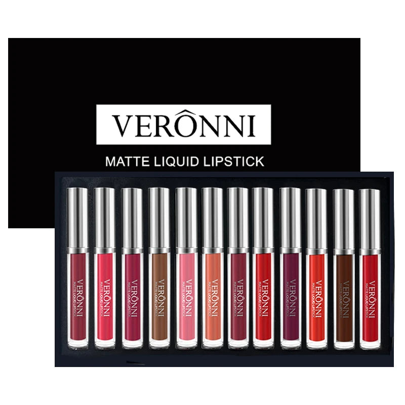12pcs/set Matte Lipstick Set Waterproof Long Lasting Women Lip Tint Cosmetic Makeup Lipstick