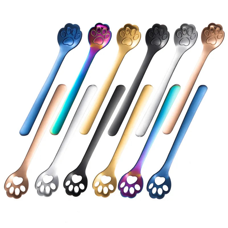 Creative Cat Paw Metal Spoon Stainless Steel  Tea/dessert/ice Cream/coffee Small Mixing Spoon