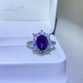 Silver 925 Original 1 Carat Diamond Test Past Brilliant Cut Oval Colored Moissanite Blossom Ring for Women Gemstone Jewelry