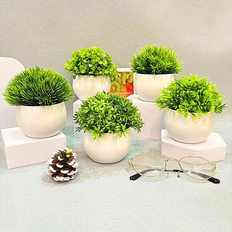 Mini Potted Plants Artificial Potted Plants Mini Green Artificial Succulents for Home Desk Decor