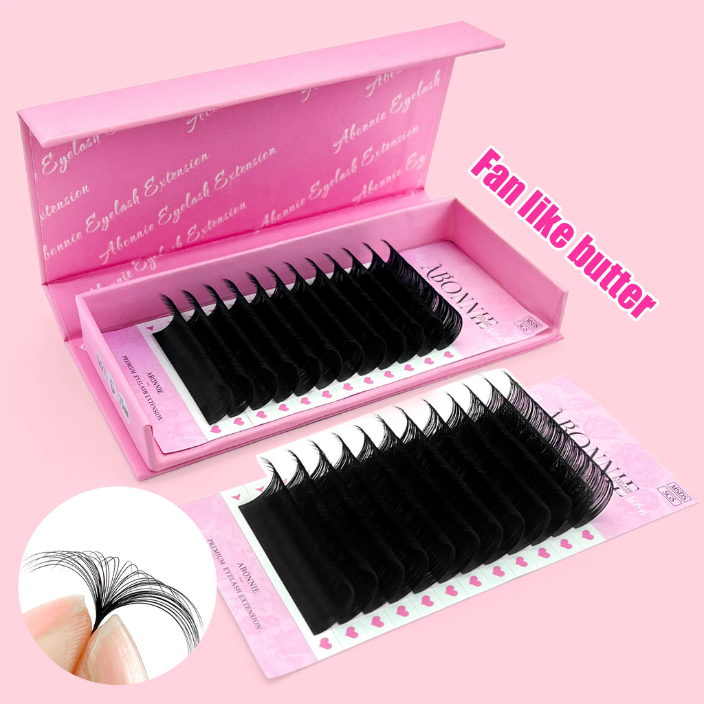 Abonnie Satin Mink Individual Lashes Russian Volume Eyelash Extension Bouquet Wholesale Matte Lash Tray Cashmere Lash Extensions