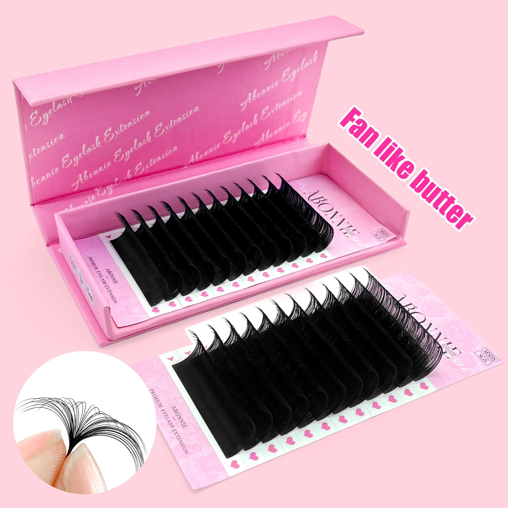 Abonnie Satin Mink Individual Lashes Russian Volume Eyelash Extension Bouquet Wholesale Matte Lash Tray Cashmere Lash Extensions
