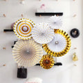 Wholesale Party Wedding Birthday Backdrop Gold Bridal Shower Hanging up Paper Banner Paper Flower Fan Wall Decorations