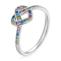 Fashion 925 Sterling Silver Infinite Rainbow Zirconium Love Women Ring Size 6 7 8 Simple Eternity Ring Fine Jewelry Gift SCR790