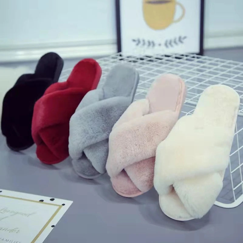 Fuzzy Women's Soft Plush TPR Lightweight Winter Autumn House for Non Slip Slip on Open Toe Cozy Indoor Outdoor