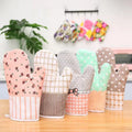Thicken Cotton Fabric Heat Insulation Oven Mitt for Microwave BBQ Grilling Kitchen Cooking Protect Oven Mitts