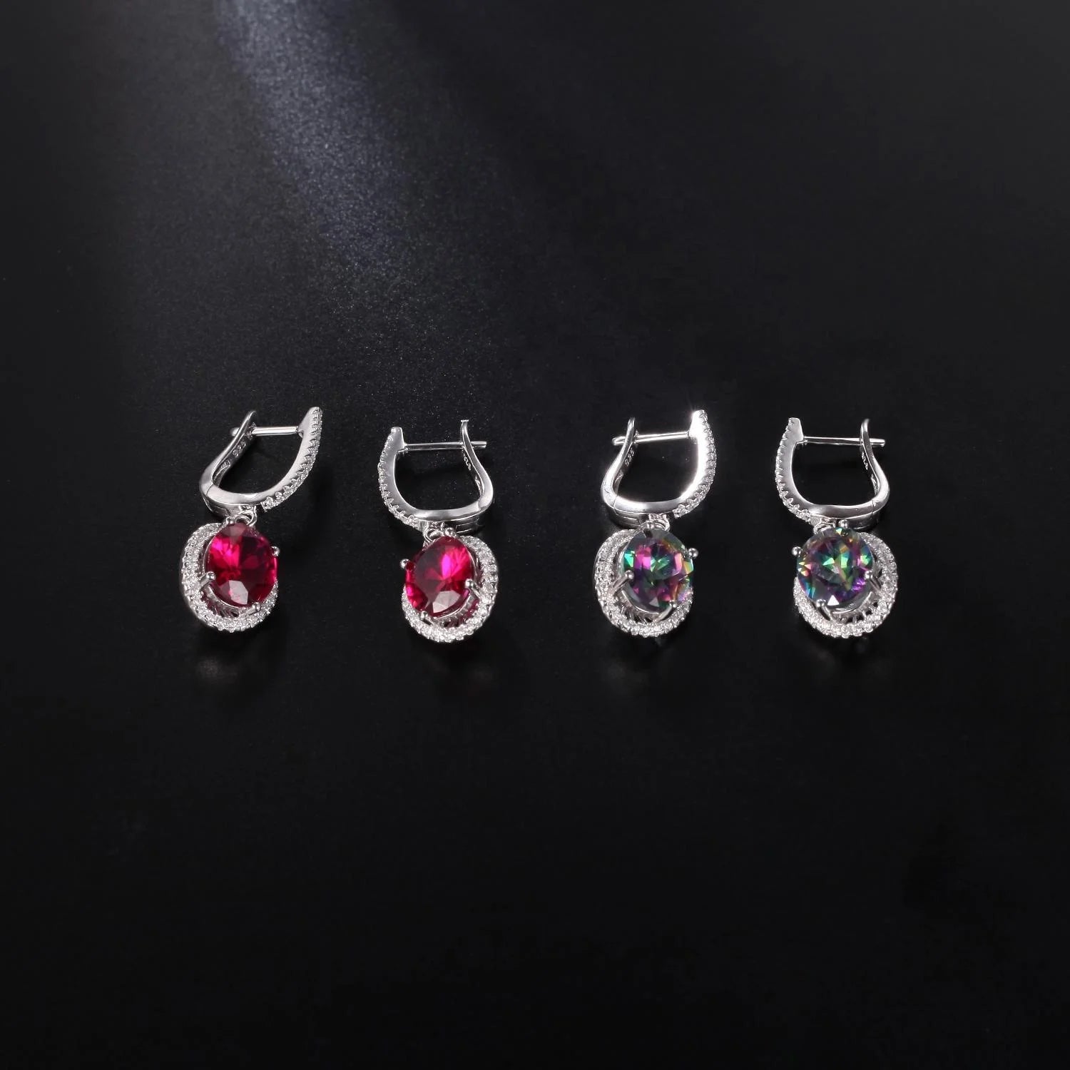Abiding Classical Designs Big Gemstone 925 Sterling Silver Fashion Statement Drop Earrings Women for Wedding